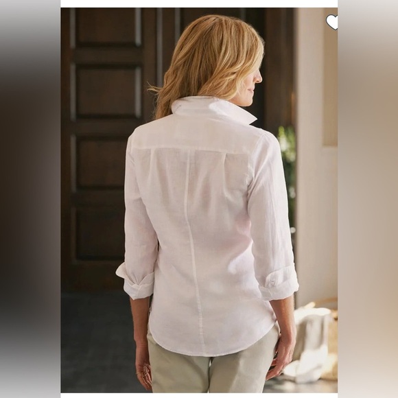 Frank & Eileen Barry Italian Linen Button Down Shirt White , size XS - Picture 10 of 12